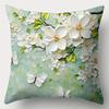 4Pcs Set, Sofa Pillow Case, Green Fresh Flower Pillow Case, 17.7 Inches * 17.7 Inches, Single-Sided Print, Home Decoration, Sofa