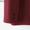 ZANZEA Women Fashion Suit Collar 3/4 Sleeves Solid Color Blazer