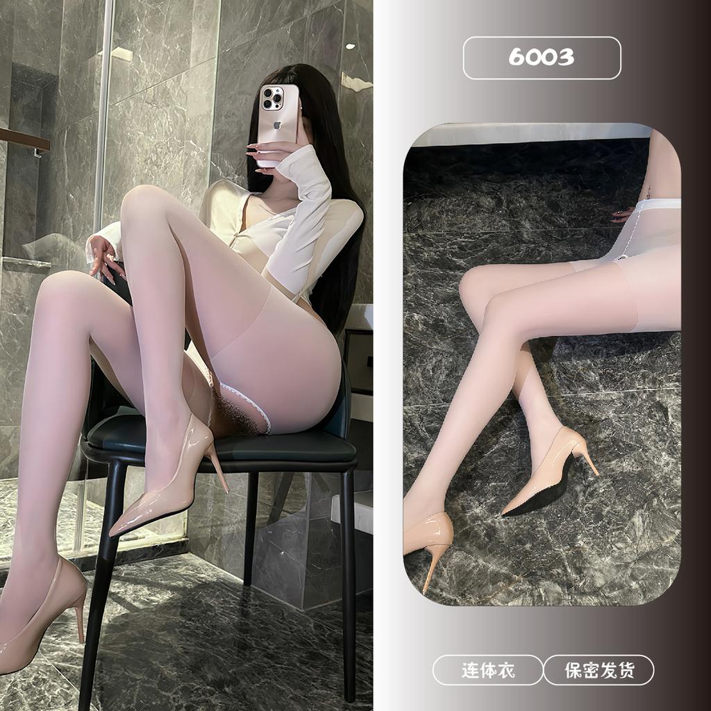 Large size new sex underwear sexy black silk open-file one-piece stockings set