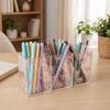 Transparent Makeup Brush Holder 3 Grids Stationery Storage Box Pen Display Case  for Living Room