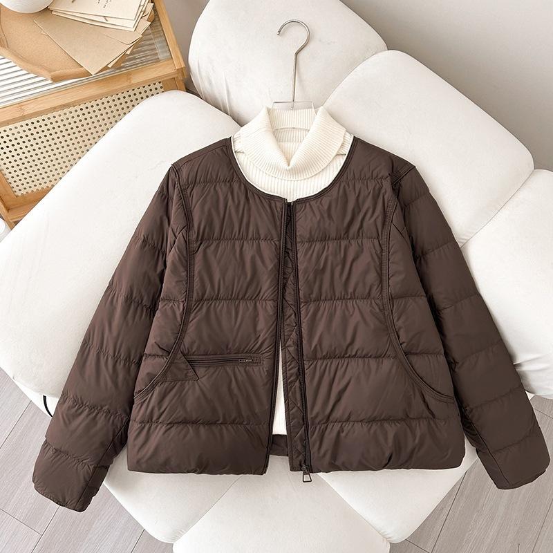European and American light down cotton clothes women's new round neck loose leisure college cotton coat winter coat is now