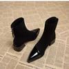 Ankle Boots Women Chunky Mid Heels Suede Shoes Woman Pointed Toe 2025 Trend Winter New Goth Walking Snow Chelsea