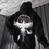 Men's Viking Totem Printed Hooded Sweatshirt Y2K Cotton Hooded Sweatshirt Loose Eagle Pattern Fresh Sport Functional Fashionable