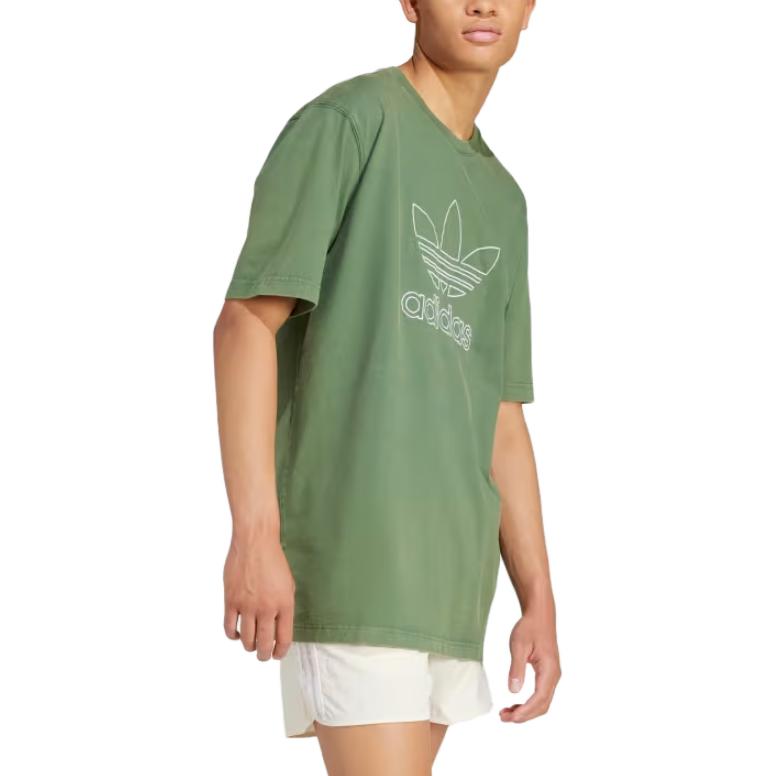 adidas Футболка Adicolor Outline Trefoil Green Oxide для мужчин в уличном стиле IR7993