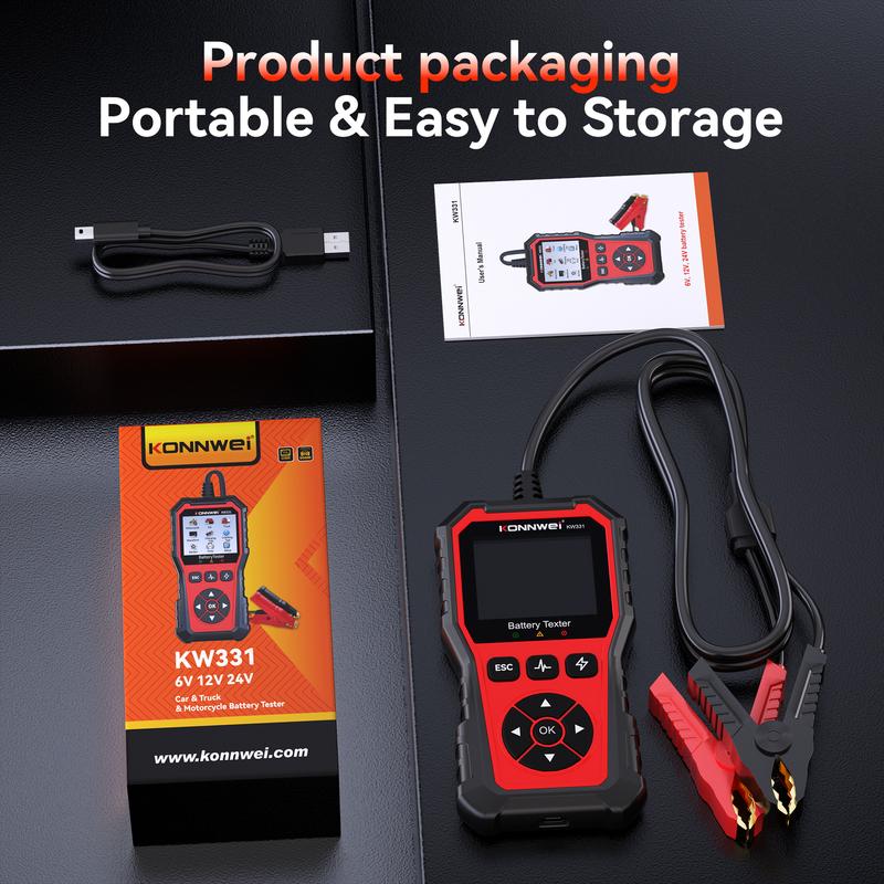 2026 KONNWEI KW331 6V-24V Car Battery Tester Voltage Detector Auto Battery Analyzer with Cloud Data Print Fault Diagnostic Tool