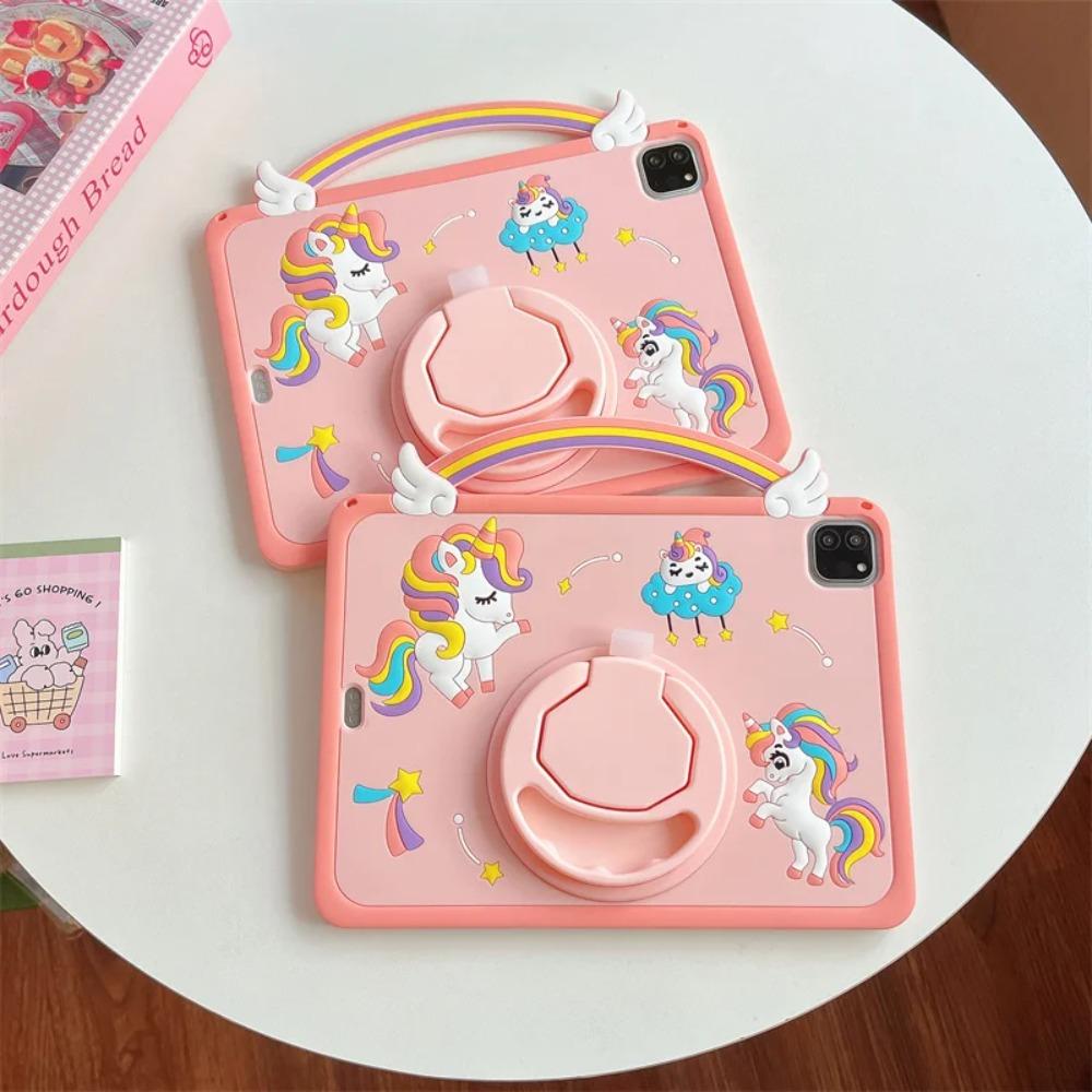 Child Case For IPad 10th 11 9 8 7th 10.2 Air 2 3 4 5 6 10.9 Mini 6 7 Air Pro 11 Cartoon Unicorn Silicone Tablet Cover