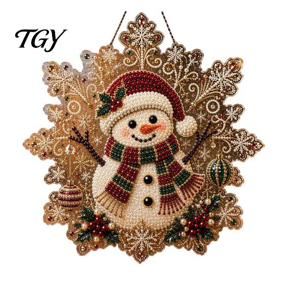 Christmas Tree Hanging Ornaments Faux Pearl Art Ornament Kit, DIY Beads Painting Creative Gifts for Women Suncatcher, Snowflake Shape Acrylic