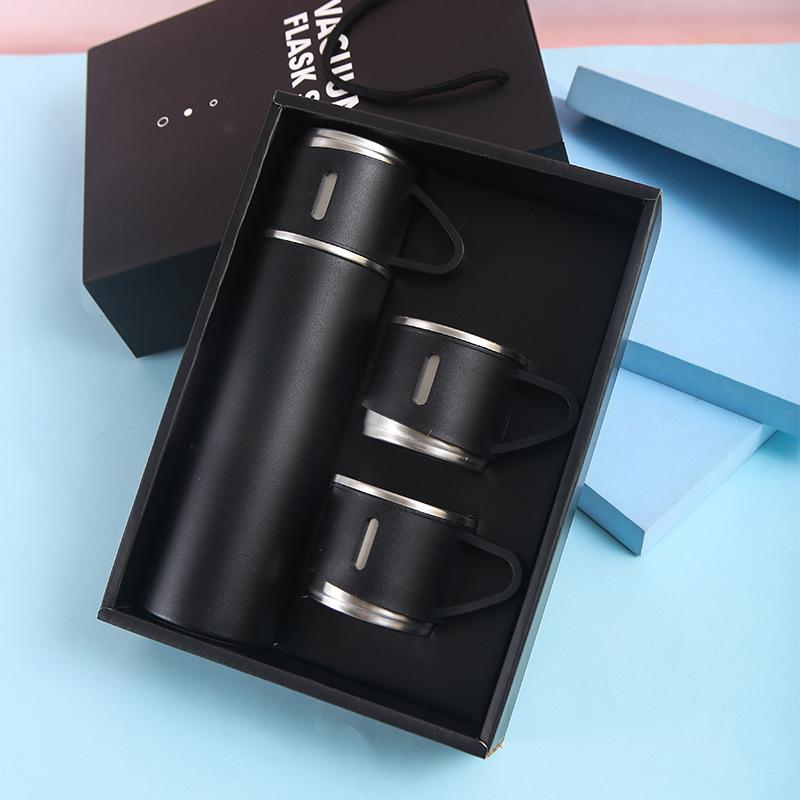 Набор кружек портативный с одной крышкой, однотонная кружка двойного назначения из нержавеющей стали, деловой вакуумный набор прямых чашек