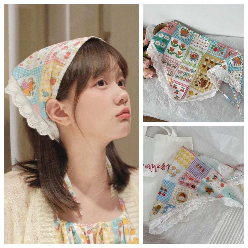 Французский стиль кружевной ободок Ins платок на голову элегантный треугольный шарф пляж