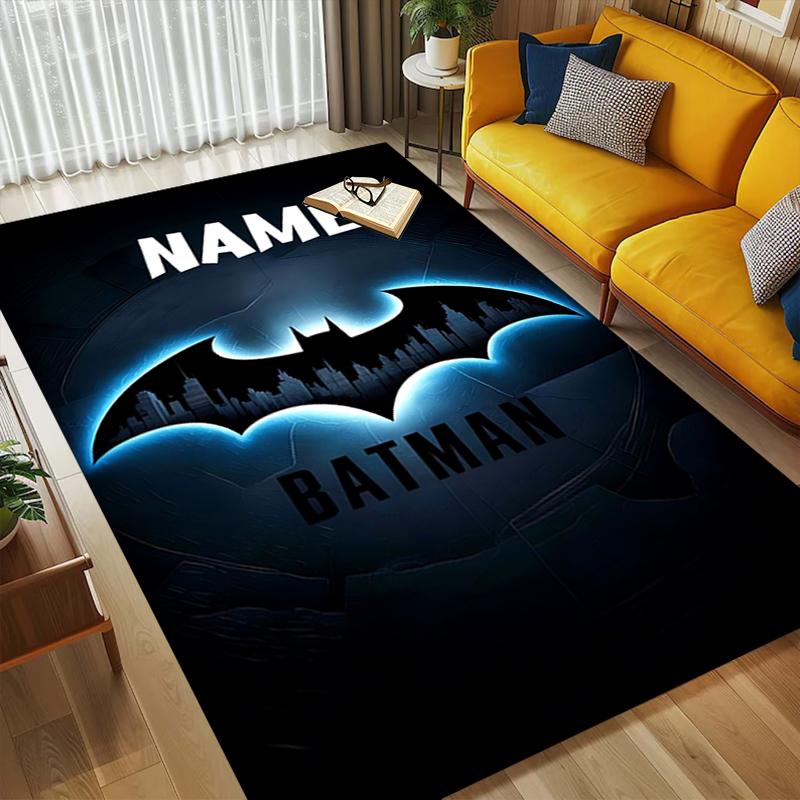 Custom Name Batman's Cityscape Living Room Non-Slip Area Rug Soft Carpet for Bedroom Kids Playroom Sofa Office Home Decor Doormat