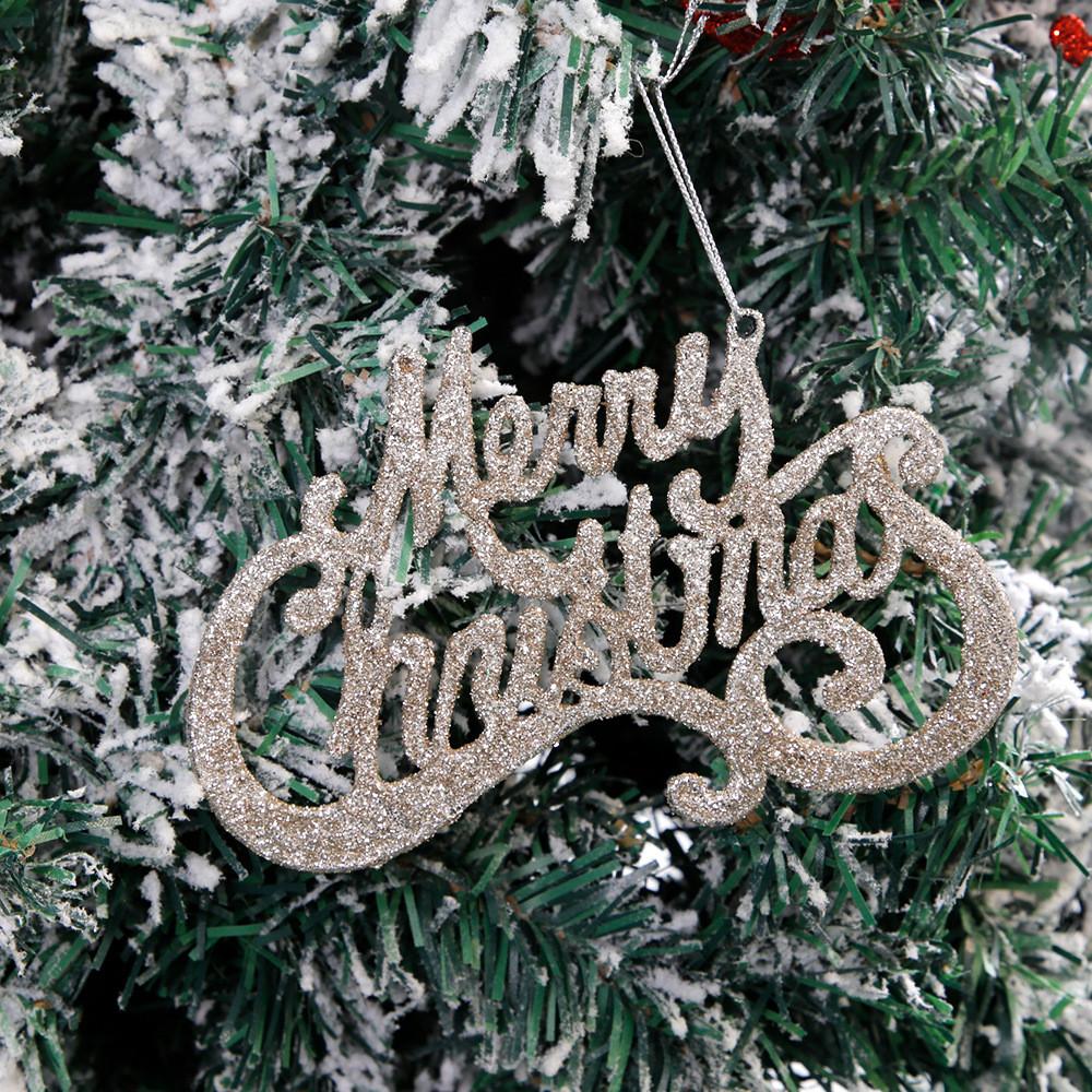 Christmas Luxurious Tree Decorations Stylish Glitter Letter Hanging Ornaments Celebrations For