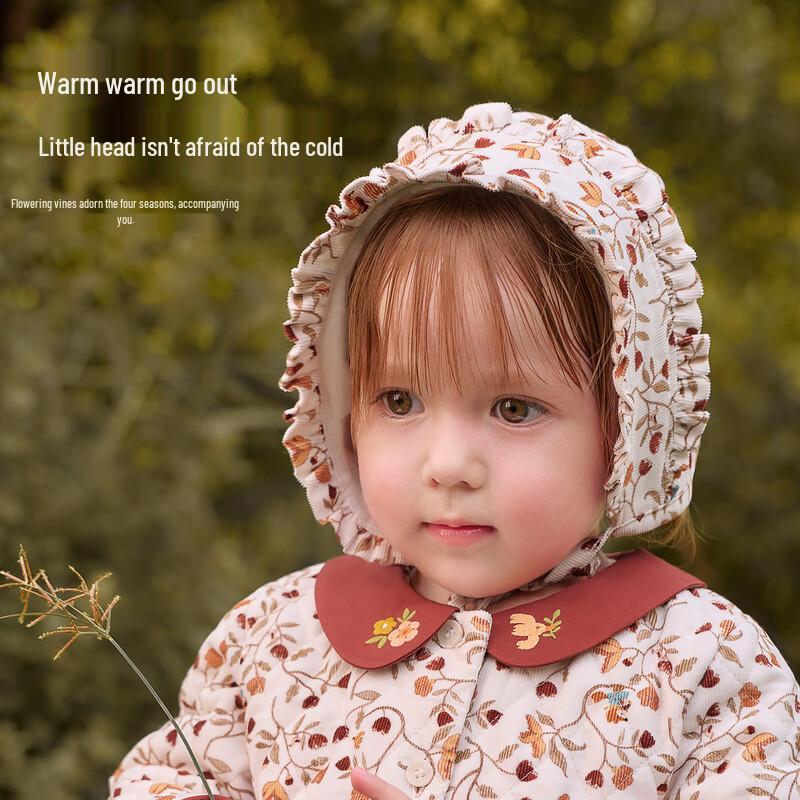 Baby Girls' Floral Corduroy Ear Protection Hat