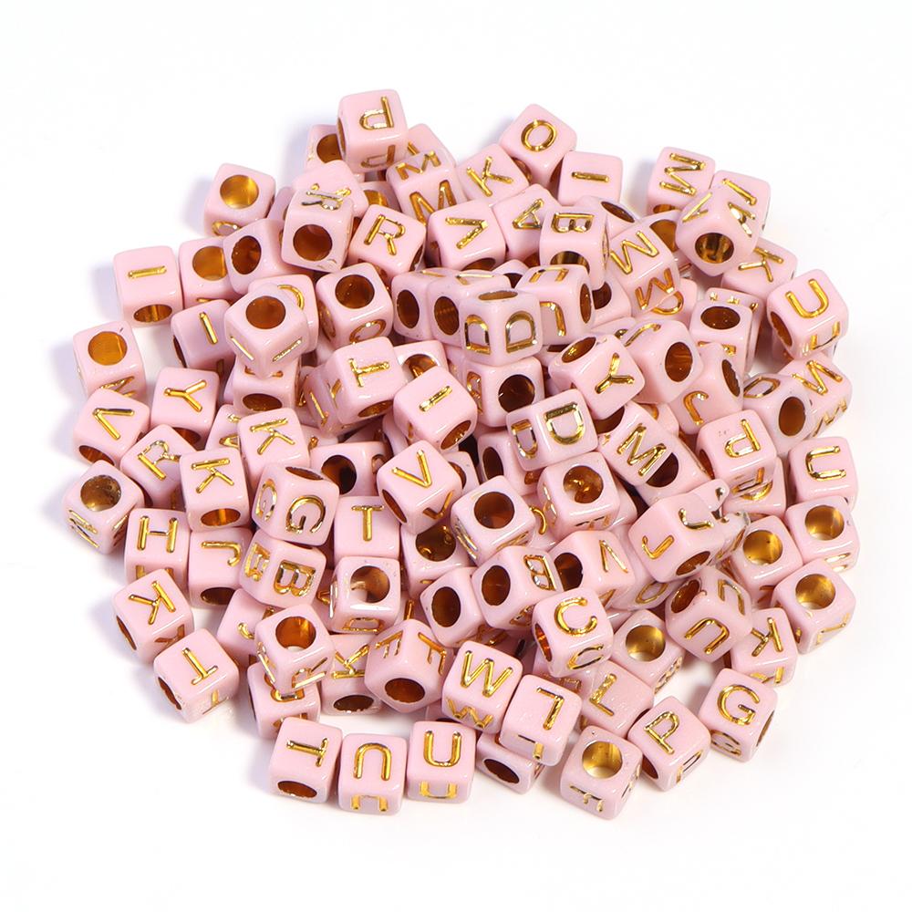 100pcs/Lot 6mm Mix Color Square Alphabet Letter Beads DIY Bracelets Necklace Big Hole Acrylic Beads for Jewelry Making Supplies
