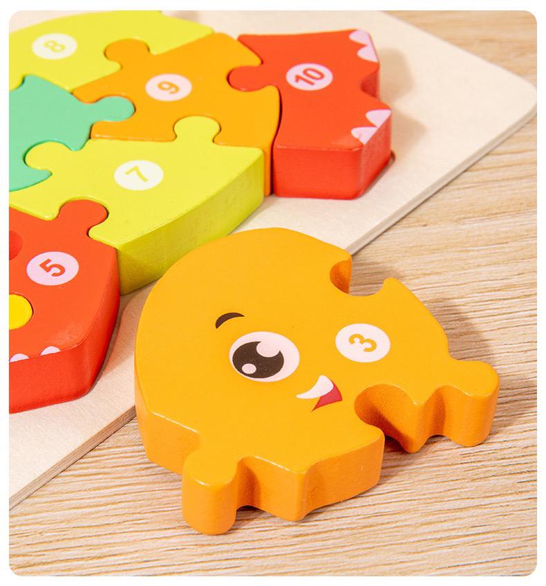 Wooden 3D Buckle Puzzle Cartoon Pattern Early Education Cognition Kid's Intellectual Development Toys Classical Wooden Puzzle