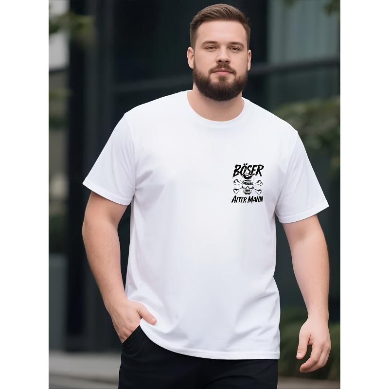 Мужская футболка с коротким рукавом Большого размера Street Style Винтажный принт Повседневная футболка для мужчин Свободный крой Круглый вырез