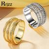 Rrjzz Luxury Brilliant CZ Simulated Diamond Finger Ring Silver Gold Color Women Men Punk-Rock Multi Ring Trendy Jewelry Rings