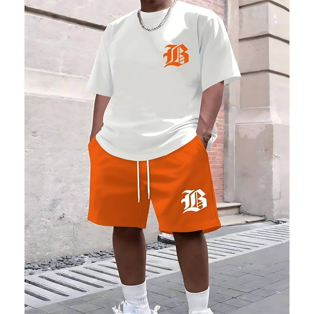 Лето 2025 Новый Мужской Костюм Повседневная Мода 3D Принт Одежда для Улицы Простой Стиль