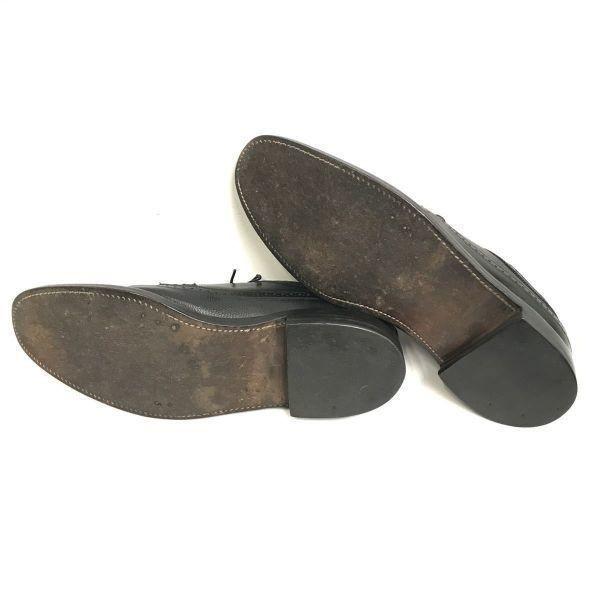 Vintage 1970s Florsheim Imperial Kenmoor Long Wingtip Dress Shoes Black 11A 27.0-28.5(USED)