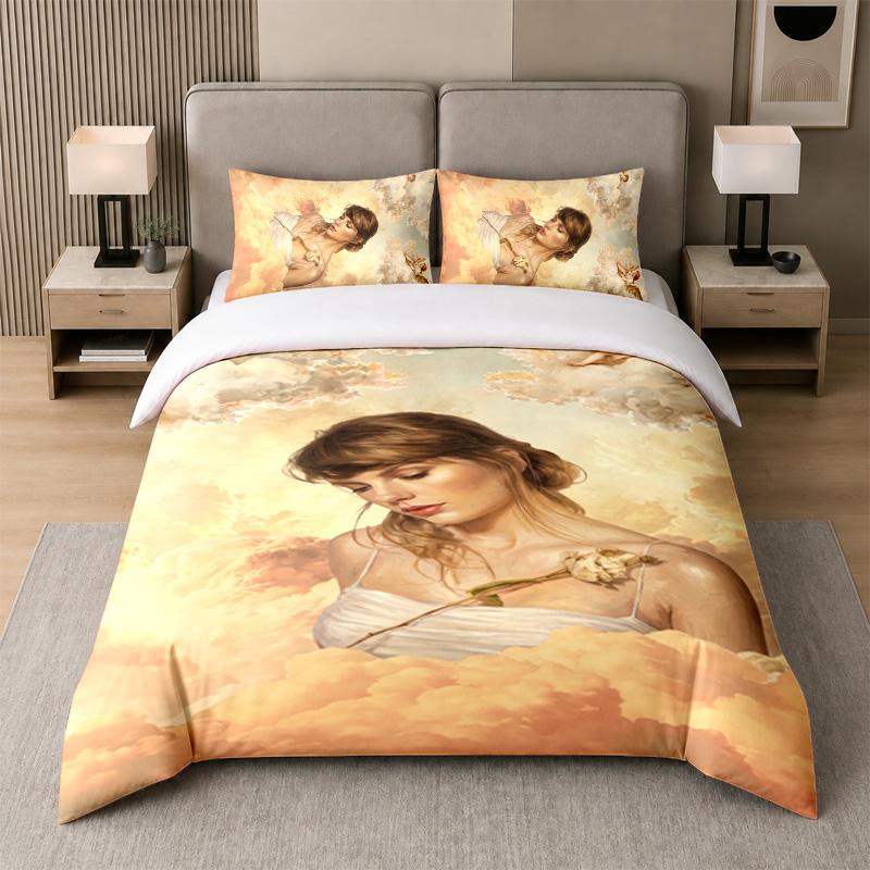 3Pcs Bed Set,Taylor Swift 1 Duvet Cover and 2 Pillowcases, Printed Bedding Decor For Guest Room