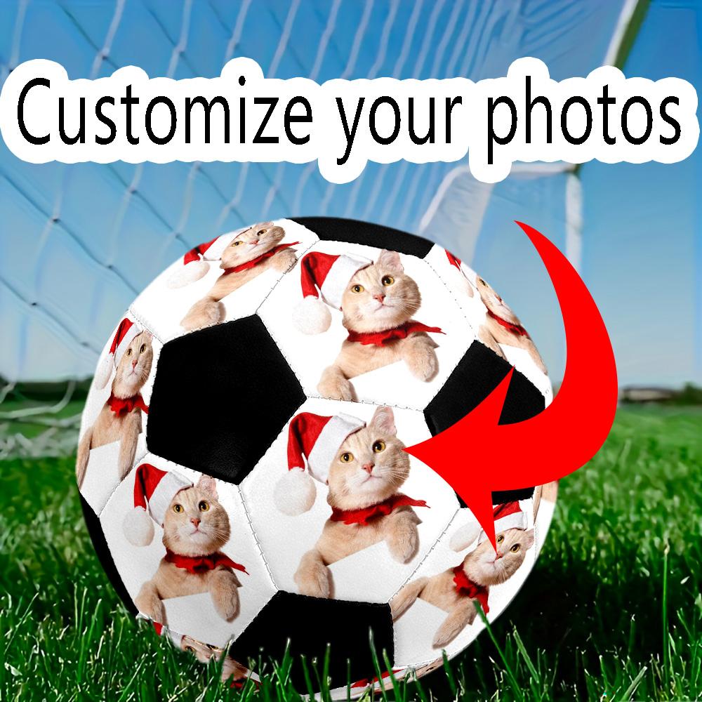 Christmas Cat Hat Customize Your picture Size 5 Soccer Ball Machine Sewn Indoor/Outdoor Training and Matches Personalized Soccer Ball