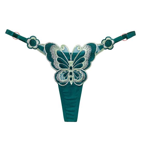 Lady Thong Breathable Elastic Sexy Adjustable Trendy Pornographic Nylon Butterfly Embroidery Lady G-string Women Intimate Clothes
