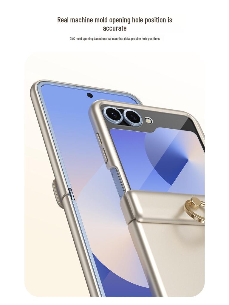 Всесторонний защитный чехол для шарнира Samsung ZFlip6/5 с держателем-кольцом и пленкой