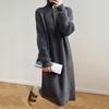 Платье-свитер Yousheng Winter с отложным воротником на молнии, длинными рукавами, свободное трикотажное платье миди с однотонной полосатой текстурой