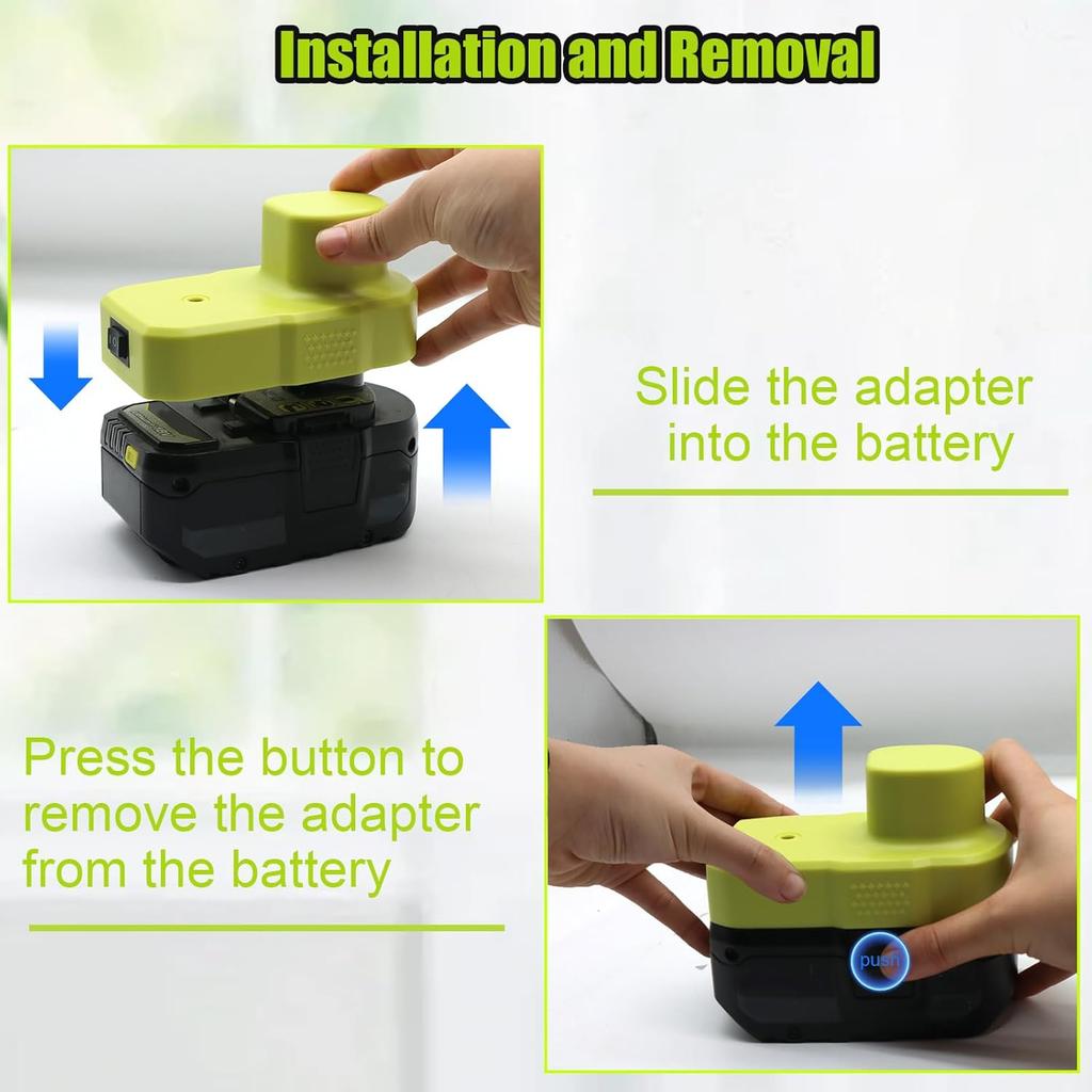 Совместимость с Ryobi Power Inverter 18 В аккумуляторный адаптер с USB и портом Type C Источник питания Зарядное устройство Преобразователь для One+ P743 18 В P107 P108