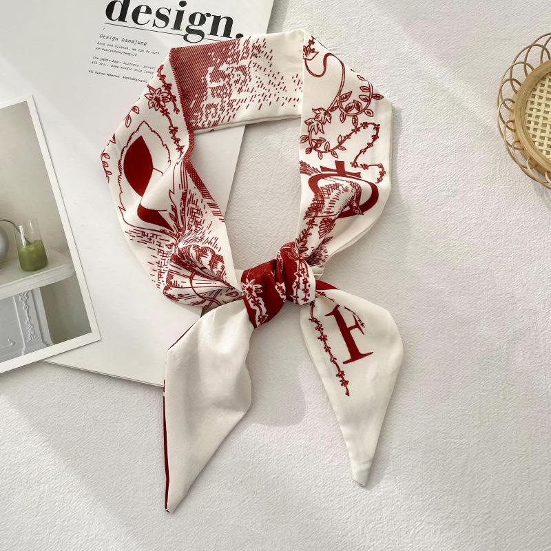Long Silk Scarf Atmosphere New Thin Narrow Tie Bag Gift Strap Headband Small Tie