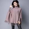 Однотонный пуловер, свитер с высоким воротом, пуловер средней длины, накидка-летучая рубашка, осенне-зимнее пальто, пуловер с длинными рукавами и рукавами для женщин