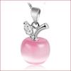Cat's Eye Moonstone Apple Necklace: Silver-Plated Platinum Pendant for Women