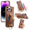 Wrist Strap Ring Stand Phone Case for IPhone 13 12 Mini 16 15 14 11 Pro Max XS XR 7 8 Plus Leather Wallet with Card Holder Cover