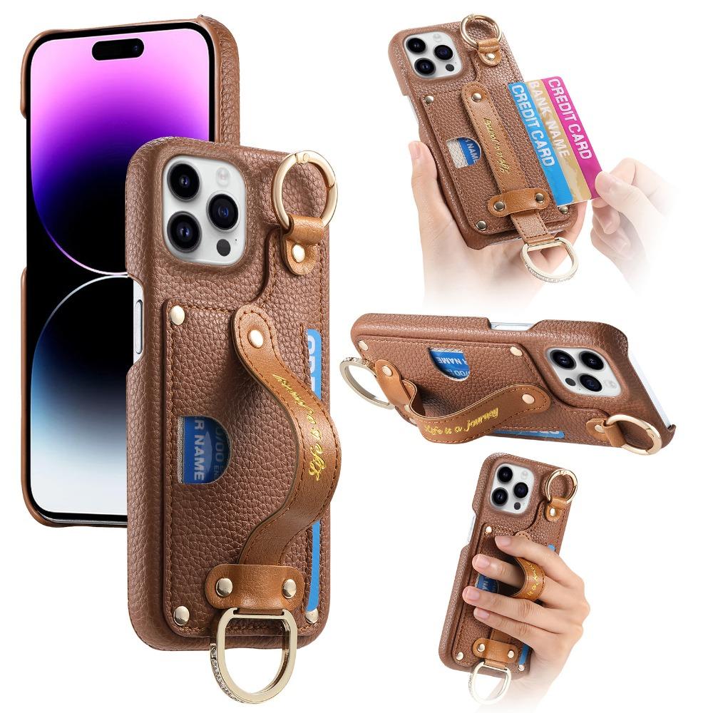 Wrist Strap Ring Stand Phone Case for IPhone 13 12 Mini 16 15 14 11 Pro Max XS XR 7 8 Plus Leather Wallet with Card Holder Cover