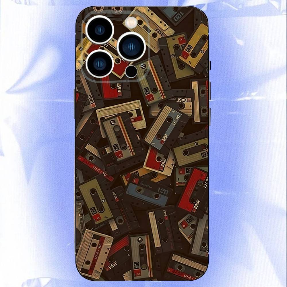 Ретро Видеокассета VHS Чехол для Телефона Для iPhone 16e,16,15,14,13,12,11,Pro,X,XS,Max,XR,Plus,Mini Мягкий Черный Чехол