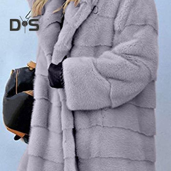 Женская зимняя куртка больших размеров из искусственного меха с капюшоном, свободная верхняя одежда средней длины, многослойное тепловое плюшевое пальто для повседневной работы на открытом воздухе