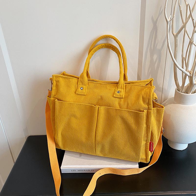 Повседневная простая наплечная сумка-тоут, сумка-мессенджер, женская вельветовая сумка большой вместимости, женская новая сумочка