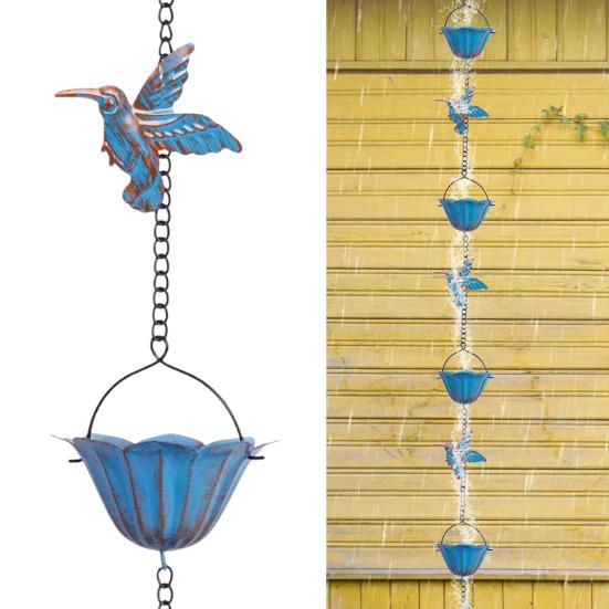 94,5-дюймовая подвесная дождевая цепочка-колибри, улавливатель дождя, декоративная цепочка для замены водосточной трубы для желобов патио и двора
