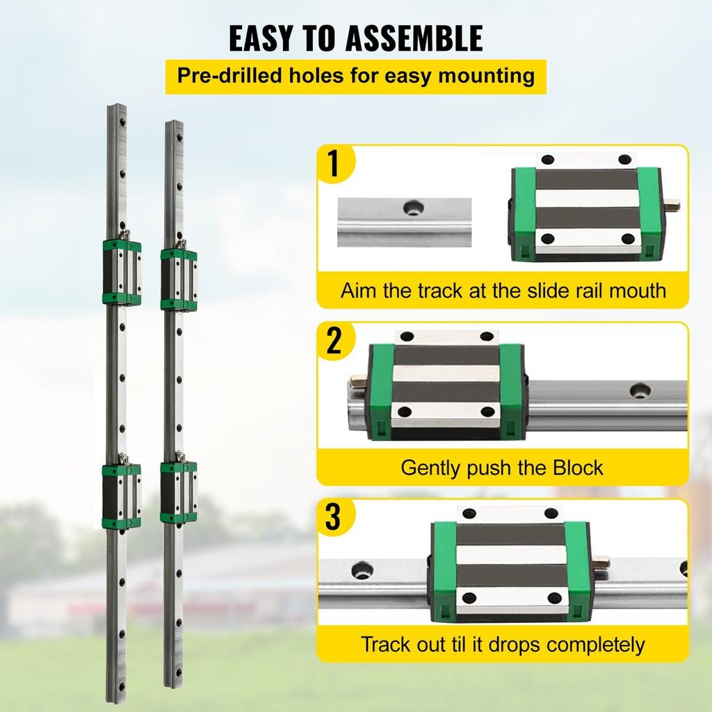 2PCS Linear Rail 0.78-66 Inch, Linear Bearings and Rails with 4PCS HSR20 Bearing Block, Linear Motion Slide Rails plus for DIY CNC Routers Lathes