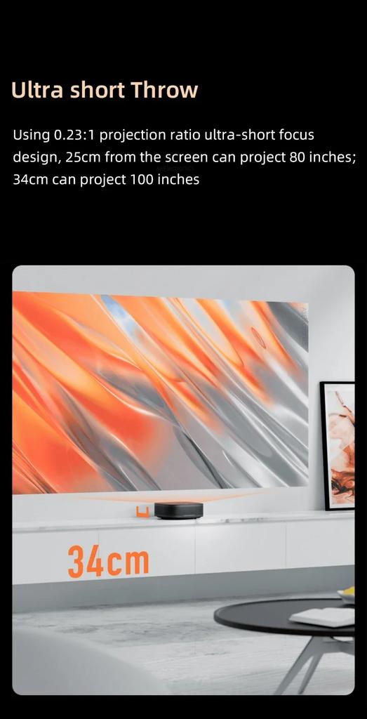 Dangbei U1 1080P Laser Projector Ultra Short Throw 1250ANSI Lumens Cinema Support 4K Video TV Smart MEMC HDR Video Beamer