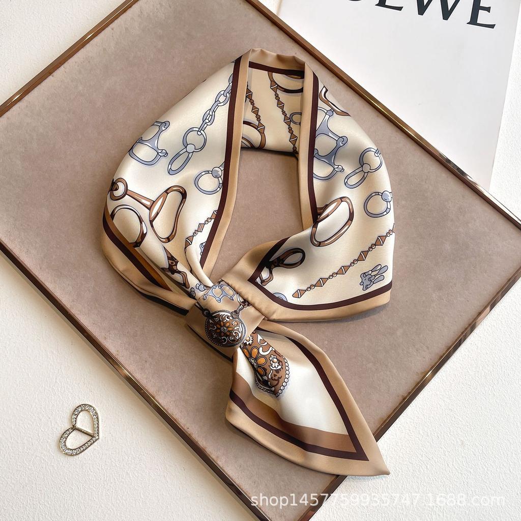 Silk Scarf Small Long Square Scarf Women'S High-End Neck Protection Scarf Professional Matching Shirt Scarf