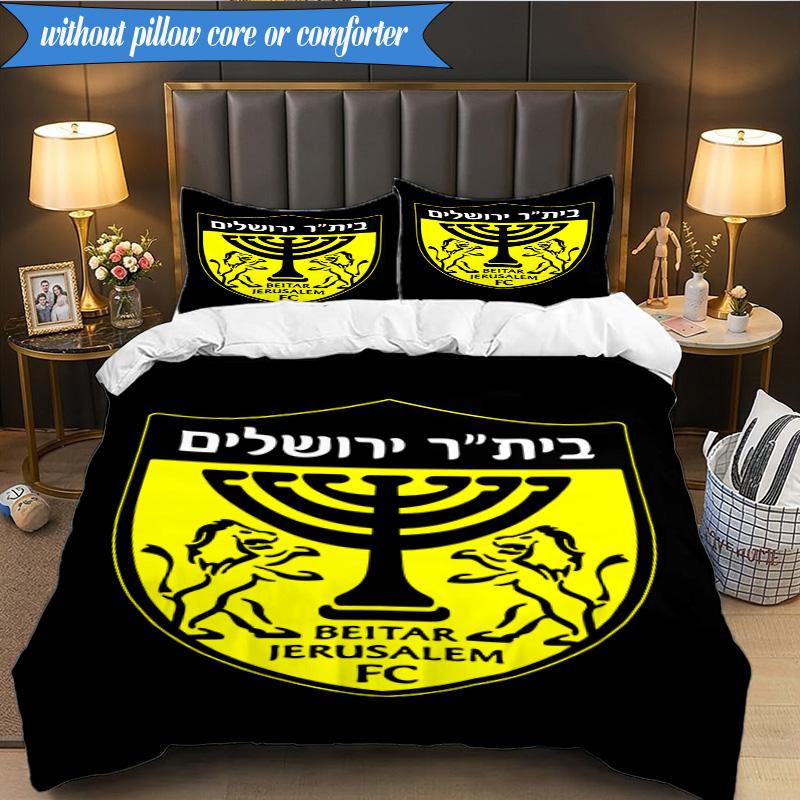 3PCS Beitar Jerusalem Football Club Printed Soft Bedding Set,Including 1pc Duvet Cover And 2pcs Pillowcases Perfect for Bedroom, Dormitory, Fan gift