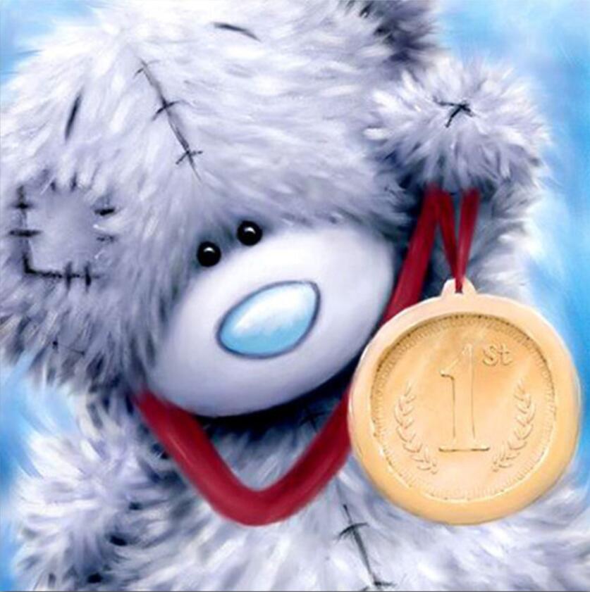 5D алмазная живопись плюшевый мишка полный алмаз животное круглый алмаз мозаика узор украшение дома Diy ручной работы