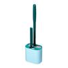 Silicone Toilet Brush Set with L-Shaped Head Long Non-Slip Handles Wall Mounted Holder Compact Bowl Cleaner Brush