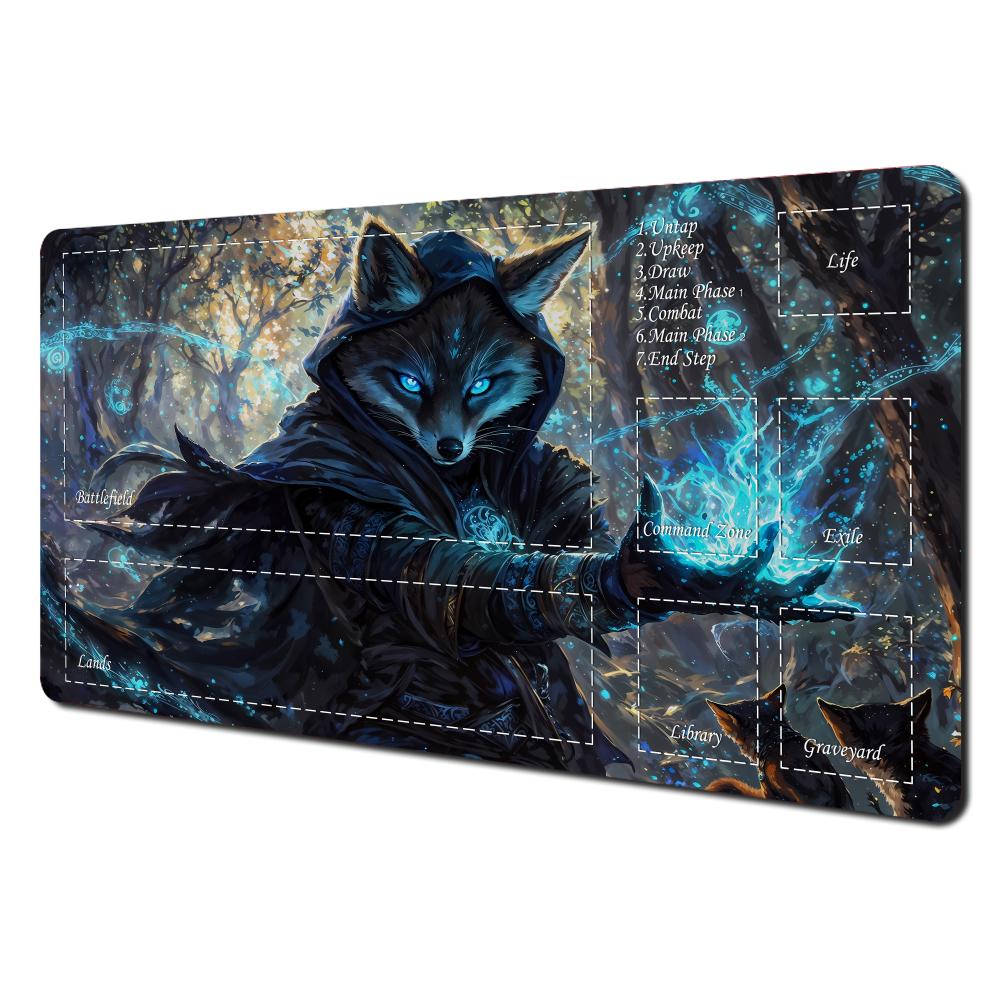 Игровой коврик Magic The Gathering Выдра-волшебник в зачарованном лесу с зонами структуры хода MTG mmmm Толстый прочный прошитый E