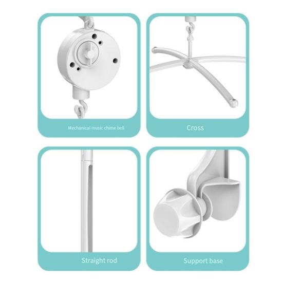 Держатель для подвесных погремушек для детской кроватки с классической музыкой, механический заводной механизм, вращающийся крючок, переключатель-слайдер, аксессуары для коляски