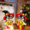 Cute Halloween Gift for Her Witch Hat Puppy Earrings, Dog Pumpkin Drop Fashionable Acrylic Earrings Lightweight Jewelry, Accessories Women Girls