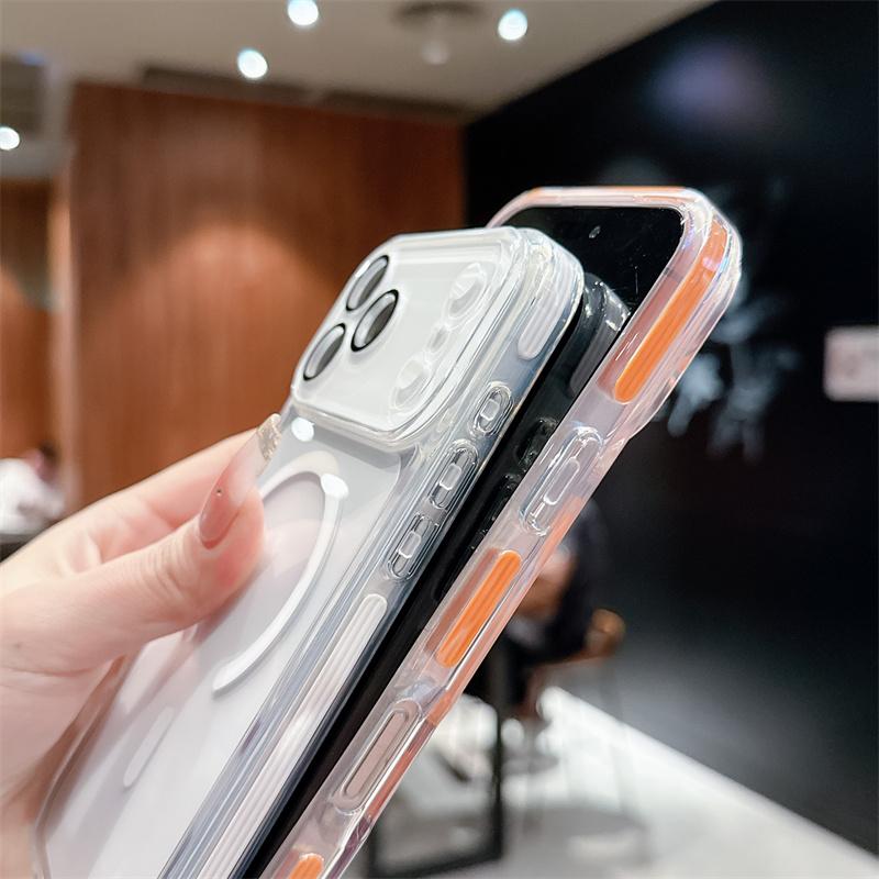 Защита камеры Прозрачные чехлы для телефона Для iPhone 17 Pro Max Air 14 15 Plus 13 16 Pro Для Magsafe Беспроводная зарядка Задняя крышка