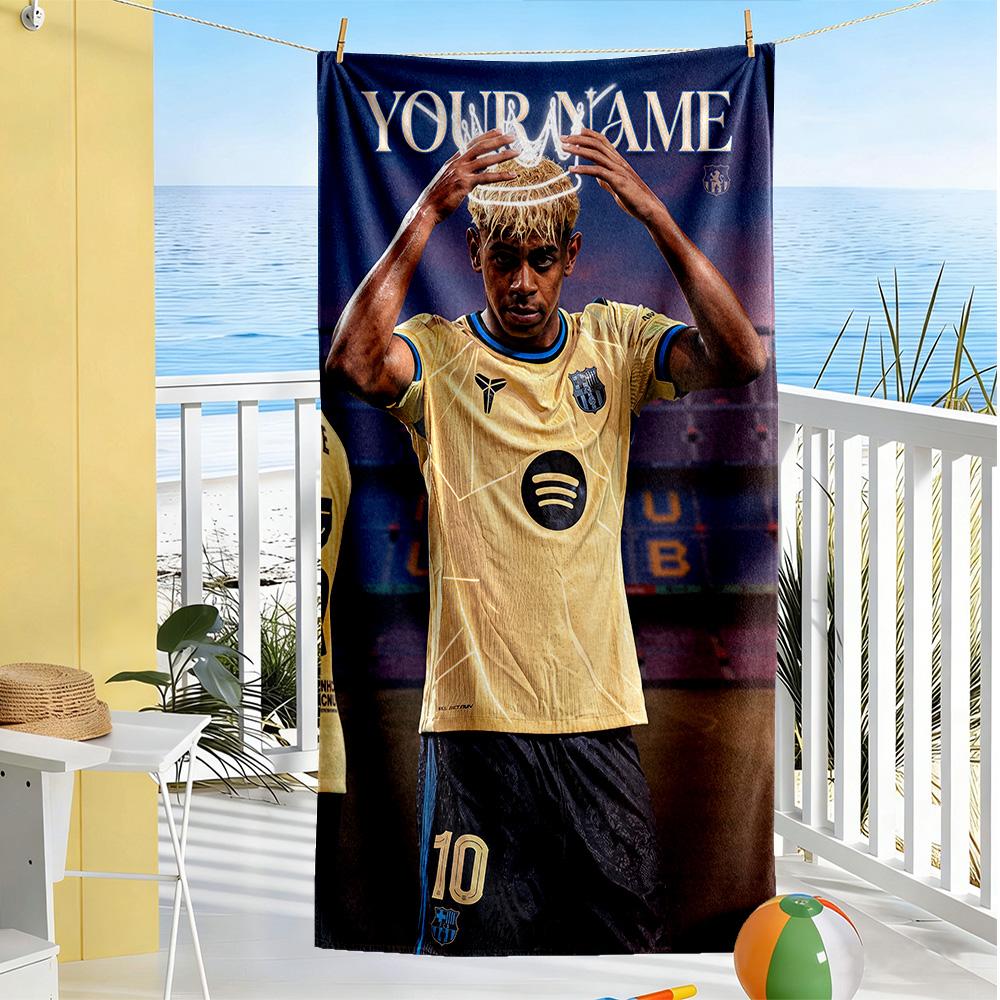 Lamin Yamal Personalized Text Beach Towel Super Soft Absorbent Suitable For Sports Travel Swimming Yoga Bathroom Beach And Pool
