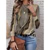 Women's T-shirt 3D Retro Marble Print Fashion Long Sleeve Round Neck Regular Top Holiday Weekend Spring Autumn