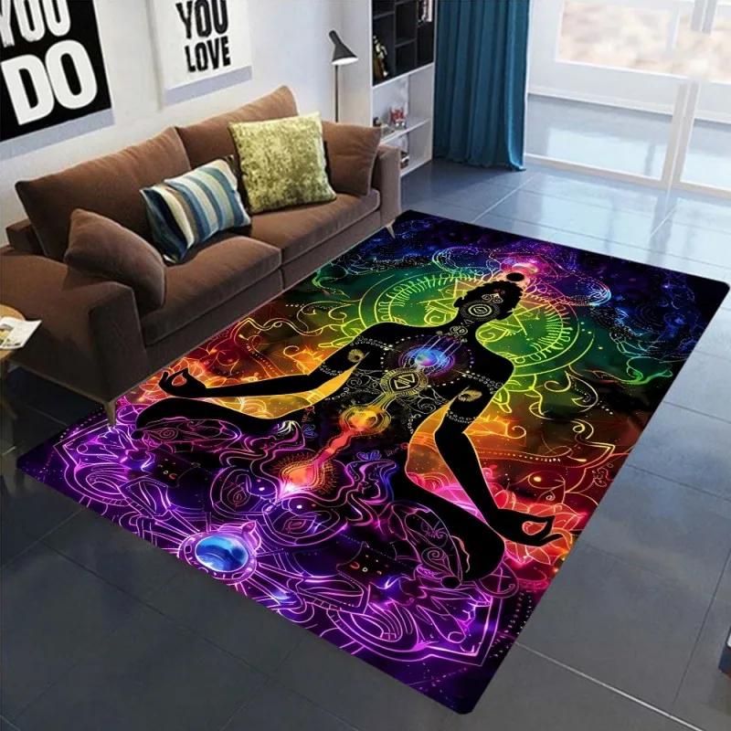 Meditation Chakras Design Area Rugs Non-Slip Carpet Mat for Bedroom Living Room Decor Rug Spiritual Home Mat Living Room Decor